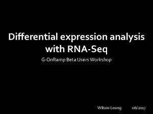Differential expression analysis with RNASeq GOn Ramp Beta