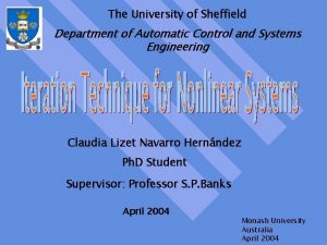 The University of Sheffield Department of Automatic Control