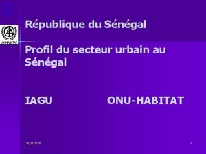 Rpublique du Sngal Profil du secteur urbain au