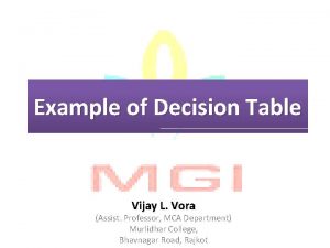 Decision making table example