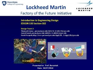 Lockheed Martin Factory of the Future Initiative Introduction