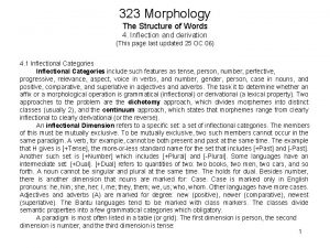 323 Morphology The Structure of Words 4 Inflection