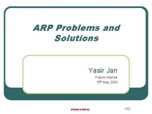 ARP Problems and Solutions Yasir Jan Future Internet