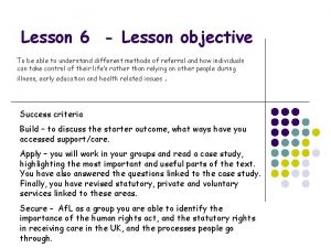 Lesson 6 Lesson objective To be able to