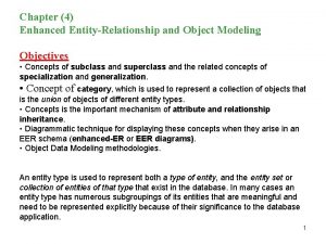 Chapter 4 Enhanced EntityRelationship and Object Modeling Objectives