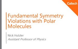 Fundamental Symmetry Violations with Polar Molecules Nick Hutzler