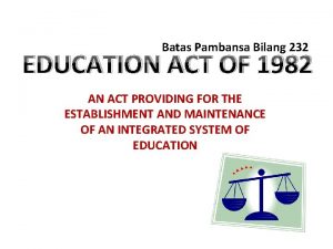 What is education act of 1982