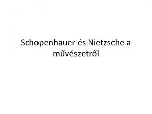 Schopenhauer s Nietzsche a mvszetrl Schopenhauer 1788 1860