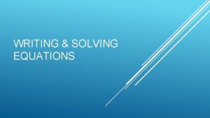Solving equations project