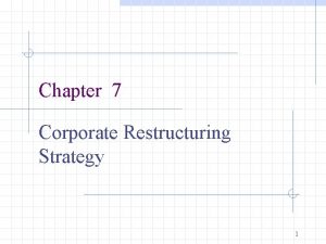 Chapter 7 Corporate Restructuring Strategy 1 A Mergers