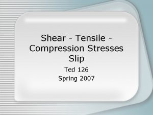 Shear Tensile Compression Stresses Slip Ted 126 Spring