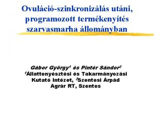 Ovulciszinkronizls utni programozott termkenyts szarvasmarha llomnyban Gbor Gyrgy