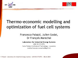 STI ISE LENI Thermoeconomic modelling and optimization of