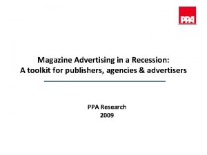 Magazine Advertising in a Recession A toolkit for