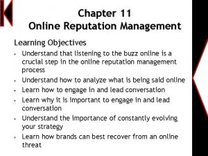 Online reputation management objectives