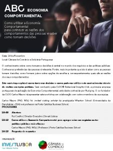 AB C ECONOMIA COMPORTAMENTAL Como utilizar a Economia