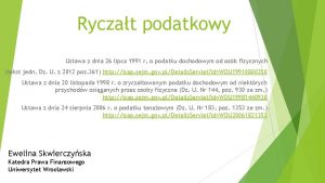 Ryczat podatkowy Ustawa z dnia 26 lipca 1991