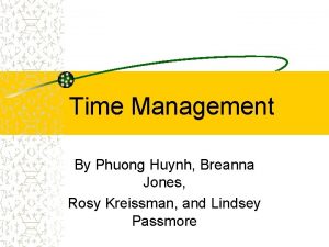 Time Management By Phuong Huynh Breanna Jones Rosy