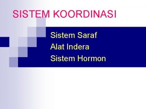 SISTEM KOORDINASI n Sistem Saraf n Alat Indera