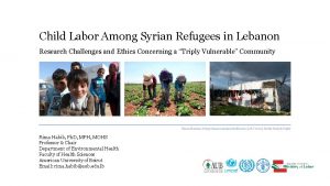 Child Labor Among Syrian Refugees in Lebanon Research