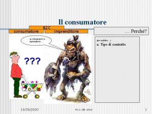 consumatore B 2 C Il consumatore tu consumatore