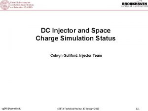 DC Injector and Space Charge Simulation Status Colwyn