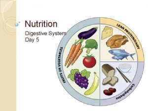 Nutrition Digestive System Day 5 Nutrition and Nutrients