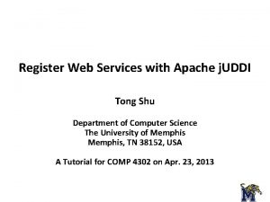 Register Web Services with Apache j UDDI Tong