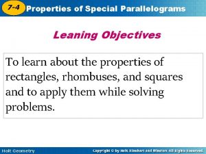 6-5 properties of special parallelograms
