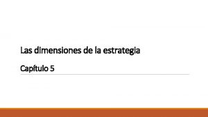 Las dimensiones de la estrategia Captulo 5 Estrategia