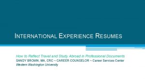 International experience resume International experience resume