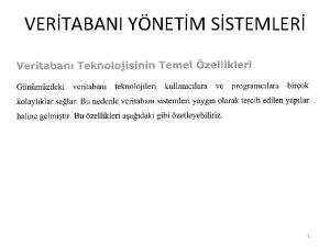 VERTABANI YNETM SSTEMLER 1 2 3 4 5