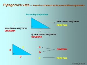 Pytagorova veta hovor o vzahoch strn pravouhlho trojuholnka