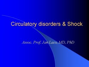 Circulatory disorders Shock Assoc Prof Jan Laco MD