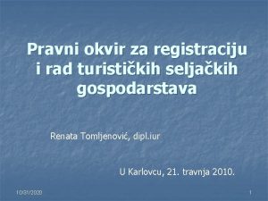 Pravni okvir za registraciju i rad turistikih seljakih