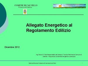 COMUNE DI CALVELLO Provincia di Potenza Allegato Energetico