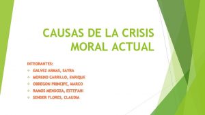 Causas de la crisis moral