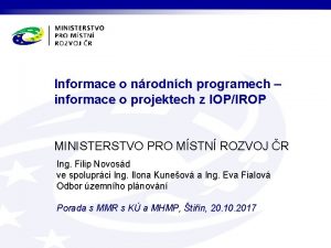 Informace o nrodnch programech informace o projektech z