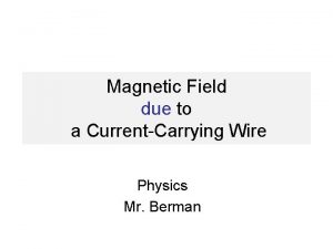 Magnetic Field due to a CurrentCarrying Wire Physics