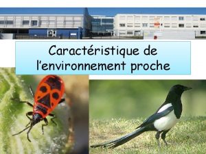 Caractristique de lenvironnement proche Chapitre 2 La rpartition