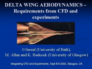 DELTA WING AERODYNAMICS Requirements from CFD and experiments