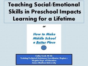 Teaching SocialEmotional Skills in Preschool Impacts Learning for