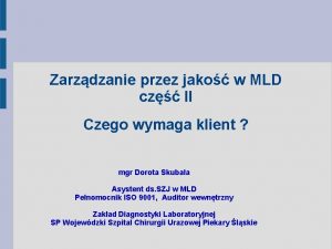 Zarzdzanie przez jako w MLD cz II Czego