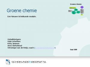 Groene chemie Een Nieuwe Scheikunde module Ontwikkelaars Miek
