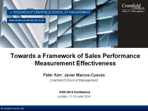 Sales performance management framework