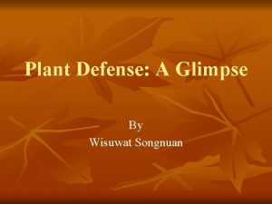 Plant Defense A Glimpse By Wisuwat Songnuan Outline