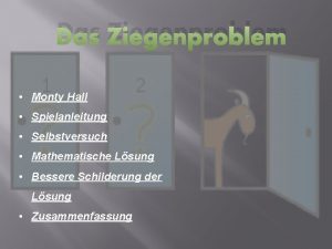 Das Ziegenproblem Monty Hall Spielanleitung Selbstversuch Mathematische Lsung