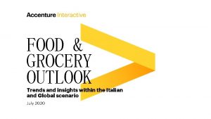FOOD GROCERY OUTLOOK Trends and insights within the