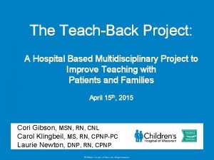 The TeachBack Project A Hospital Based Multidisciplinary Project