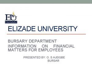 Duties of bursary department